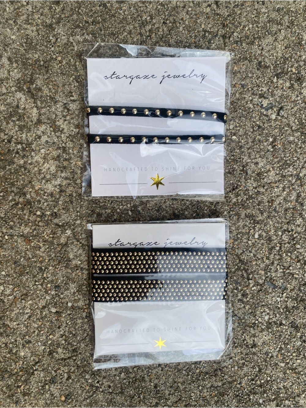 2 Gold and Black Studded Chokers Bundle